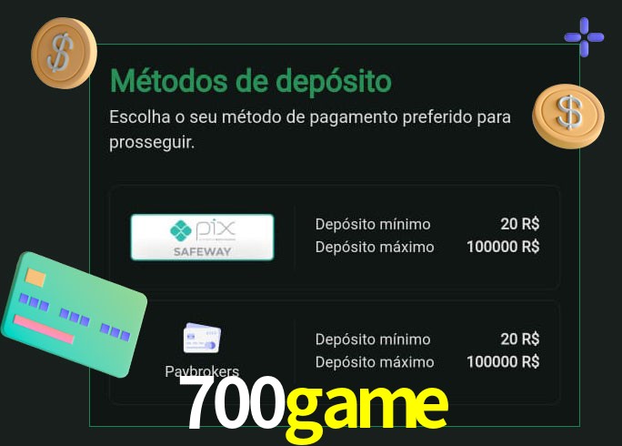 O cassino 700game oferece uma grande variedade de métodos de pagamento